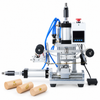 Zonesun ZS-GT100 Pneumatic Cylindrical Wood Product Hot Stamping Machine — machine with application samples on white background