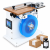 ZONESUN ZS-TB90B Semi-Automatic Corner-Wrap Labeling Machine — machine with application materials on white background