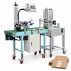 ZONESUN ZS-TB160P Automatic Flat Surface Labeling Machine with Stack Feeder — machine with application materials on white background