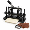 ZONESUN ZS-2612 Double-Wheel Manual Leather Die Cutter 26×12cm — machine with application materials on white background
