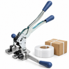 ZONESUN ZS301H Manual PP Strap Tensioner, Cutter & Sealer — machine with application materials on white background