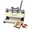 ZONESUN 18×10cm Manual Leather Die Cutting Press for Crafts — machine with application materials on white background