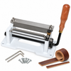 ZONESUN 150mm Manual Leather Skiving & Strap Splitting Machine — machine with application materials on white background