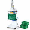 ZONESUN ZS-819SK Pneumatic Hot Stamping Machine Embossing Machine for Leather Paper Plastic — machine with application materials on white background