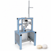 ZONESUN ZS-PK940 Manual Pleated Wrapping Machine for Round Soap — machine with application materials on white background