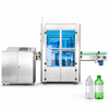 ZONESUN ZS-GTB12 Automatic Hot-Melt Glue OPP Bottle Labeling Machine — machine with application materials on white background