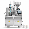 ZONESUN ZS-FS100 Automatic Rotary Cup Filling Sealing Machine — machine with application materials on white background