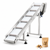 ZONESUN ZS-SLJ6 Inclined Food-Grade PU Conveyor for Packaging Machines — machine with application materials on white background