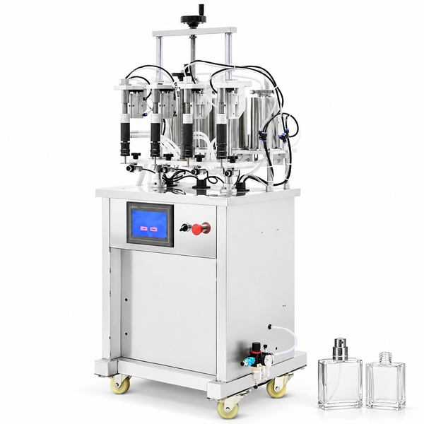 ZONESUN ZS-YTZL4S Semi-Automatic Vacuum Bottle Filling Machine — machine with application materials on white background