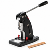 ZONESUN Manual Leather Hole Punching Press with LED Light — product with application materials on white background