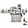 ZONESUN Automatic Round Bottle Labeler for Wine Bottles, Jars & Cans — product with application materials on white background
