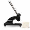 ZONESUN BS45 Manual Embossing Seal Press with Custom Brass Die — product with application materials on white background