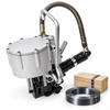 Zonesun DB-KZ32 Pneumatic Steel Belt Strapping Machine 19–32mm — product and application materials on white background