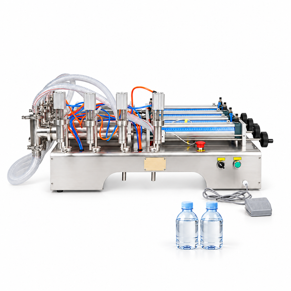 ZONESUN Fully Pneumatic Liquid Filling Machine for Alcohol and Flammable Fluids — product and application materials on white background