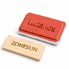 ZONESUN Custom Silicone Logo Mold for Plastic & Wood Hot Foil Stamping — product and application materials on white background
