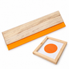 ZONESUN Wood-Handle Screen Printing Squeegee with 75-Hardness Rubber — product and application materials on white background
