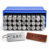 ZONESUN 27pcs Alphabet Set A to Z Letter Jewelry metal Stamps — product with application materials on white background