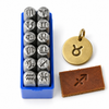 Zonesun  12PCS Leather Stamp Jewelry Metal Stamps Symbols Leather Stamping Tools  For Bracelet Necklace — product with application materials on white background