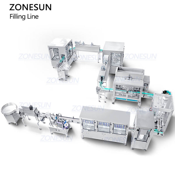 Zonesun ZS-FALU2 Automatic Bottling Line Bottle Washing Drying Filling Corking Capsule Shrinking Labeling System