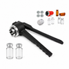 ZONESUN Manual Vial Crimper for Aluminum Flip-Off Caps with application materials on white background