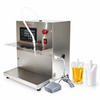 ZONESUN DFGB Digital Liquid Filling Machine for Spout Pouches & Bottles with application samples on white background