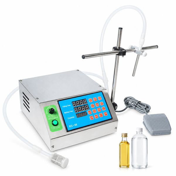 ZONESUN Diaphragm Pump Semi-automatic Digital Control Filling machine with application samples on white background