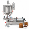 ZONESUN Pneumatic Paste Filling Machine with 30L Heated Mixing Hopper with application samples on white background