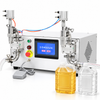 ZONESUN ZS-YTMP45L2 Semi Automatic Magnetic Pump Dual Head Bucket Filling Machine with application samples on white background