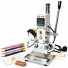 ZONESUN ZS-100A Hot Foil Stamping Machine for Pencils, Cards & Leather — machine with application samples on white background; samples shown for application illustration