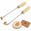 ZONESUN Custom Logo Wooden Handle Branding Iron for Leather & Wood — machine with application samples on white background; samples shown for application illustration