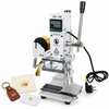 ZONESUN ZS-90B Manual Hot Foil Stamping Machine for Leather, PVC, Paper — machine with application samples on white background; samples shown for application illustration