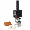 ZONESUN ZS-HST1 Handheld Hot Foil Stamping Machine for Leather & Paper — machine with application samples on white background; samples shown for application illustration