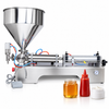 ZONESUN ZS-GT1 Pneumatic Piston Filler for Cream, Honey & Sauce with application samples on white background