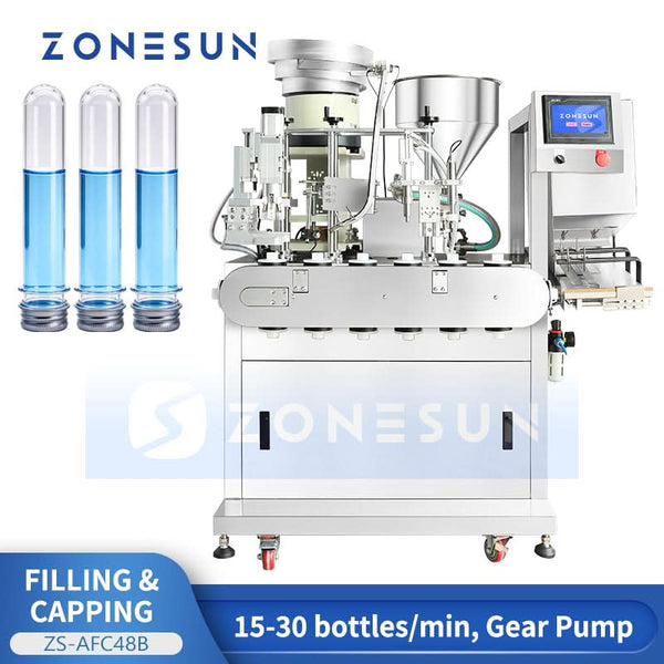 ZONESUN ZS-AFC48B automatic round bottle filling and capping machine - view 1