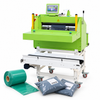 ZONESUN ZS-TB103 bag sealing and labeling machine with PE roll bags and labeled courier parcels on white background