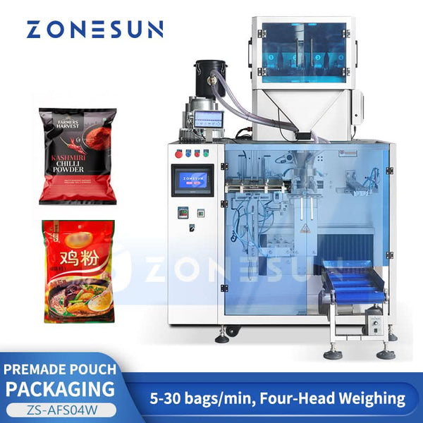 ZONESUN ZS-AFS04W Automatic four-head linear weigher premade pouch packaging machine