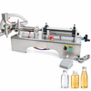 ZS-YT1 liquid filling machine with unbranded beverage bottle application samples on a white background