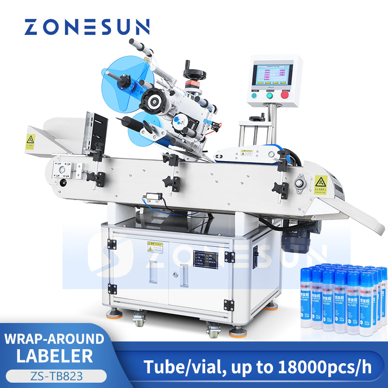 ZS-TB823 Automatic Horizontal Wrap Around Labeler Tube Bottle Labeling ...