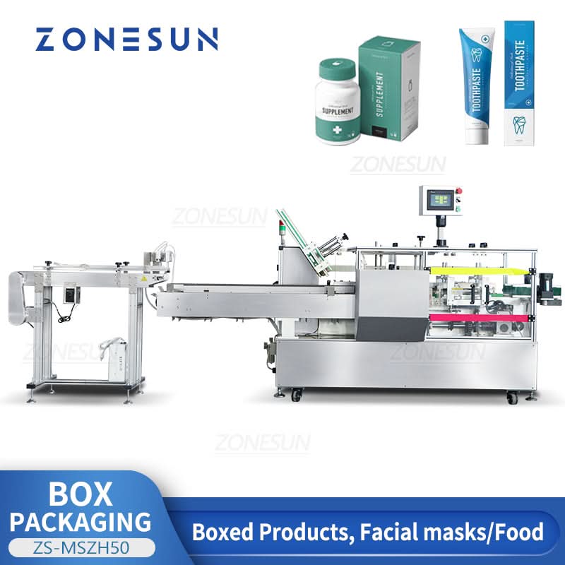 Dosis Packaging Machine ZONESUN ZS-MSZH50 Cosmetic Cartoning Machine for Skincare & Mask Packa