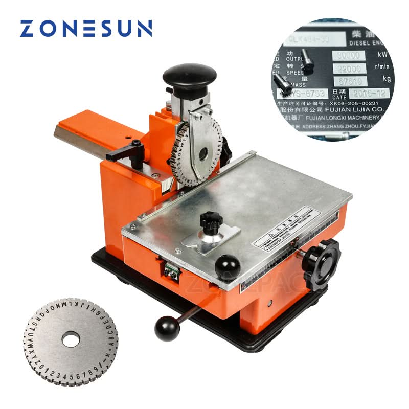 Embossing Machine Id Tag ZONESUN Manual Metal Sheet Embosser for Stainless Steel & Plastic Tags