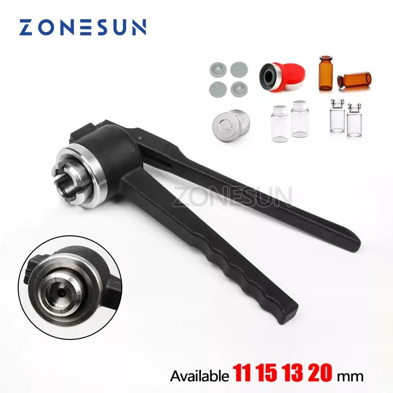 ZONESUN Manual Vial Crimper for 15mm–20mm Flip-Off Cap Sealing